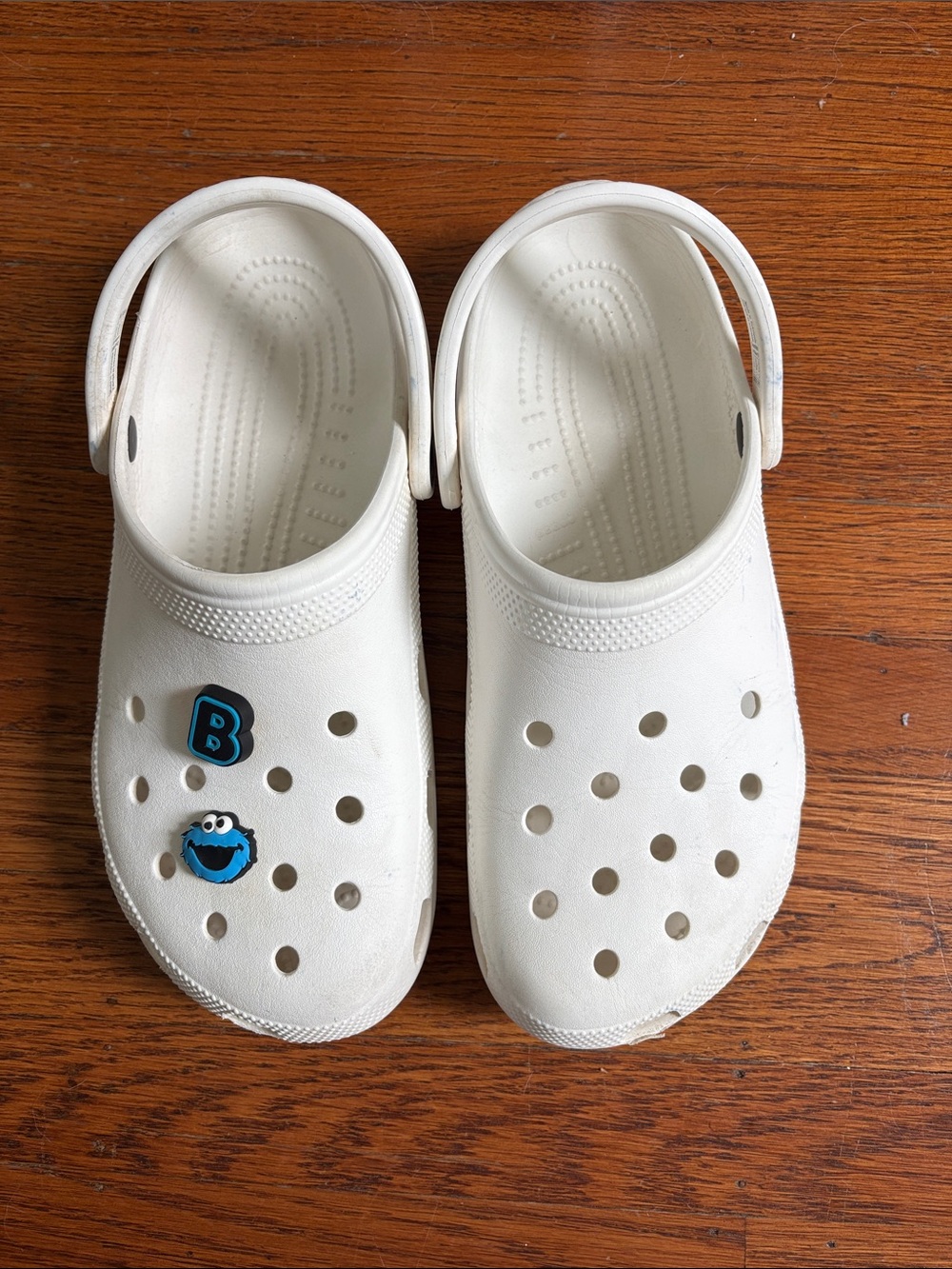 CROCS White Foam Clogs with Back Strap and Character Charms
